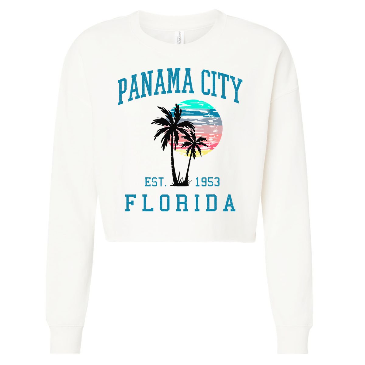 Panama City Florida Spring Vacations Beach Palm Trees Summer Cropped Pullover Crew