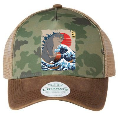 Persian Catzilla Funny Cat Ocean Waves Japanese Art Retro Legacy Tie Dye Trucker Hat