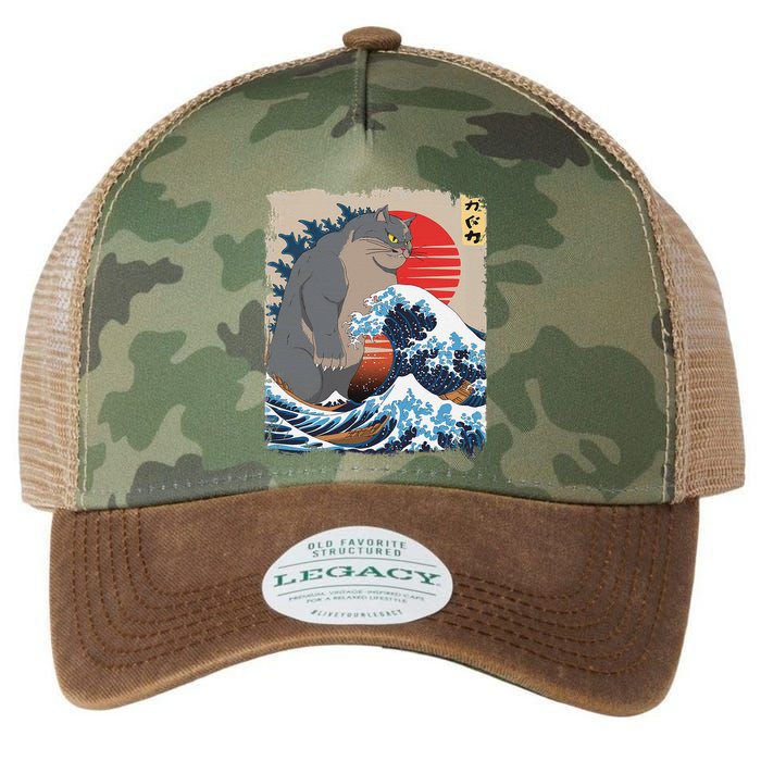 Persian Catzilla Funny Cat Ocean Waves Japanese Art Retro Legacy Tie Dye Trucker Hat