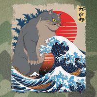 Persian Catzilla Funny Cat Ocean Waves Japanese Art Retro Legacy Tie Dye Trucker Hat