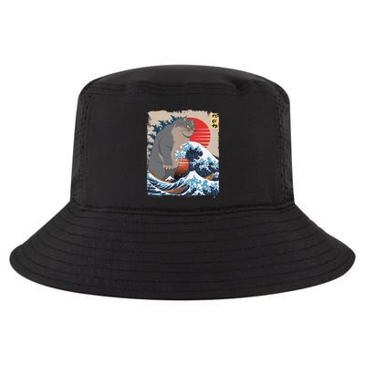 Persian Catzilla Funny Cat Ocean Waves Japanese Art Retro Cool Comfort Performance Bucket Hat
