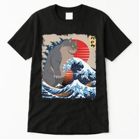Persian Catzilla Funny Cat Ocean Waves Japanese Art Retro Tall T-Shirt