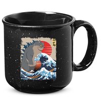 Persian Catzilla Funny Cat Ocean Waves Japanese Art Retro 15oz Campfire Ceramic Mug