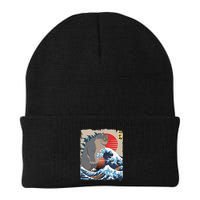 Persian Catzilla Funny Cat Ocean Waves Japanese Art Retro Beanie