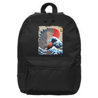 Persian Catzilla Funny Cat Ocean Waves Japanese Art Retro 16 in Basic Backpack