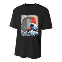 Persian Catzilla Funny Cat Ocean Waves Japanese Art Retro Youth Performance Sprint T-Shirt