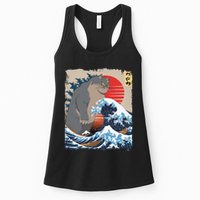 Persian Catzilla Funny Cat Ocean Waves Japanese Art Retro Womens Tank Top