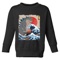 Persian Catzilla Funny Cat Ocean Waves Japanese Art Retro Toddler Sweatshirt