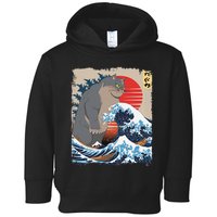 Persian Catzilla Funny Cat Ocean Waves Japanese Art Retro Toddler Hoodie