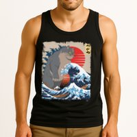 Persian Catzilla Funny Cat Ocean Waves Japanese Art Retro Tank Top