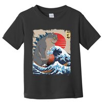 Persian Catzilla Funny Cat Ocean Waves Japanese Art Retro Toddler T-Shirt