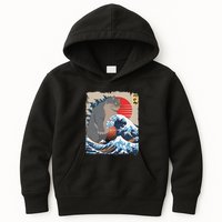 Persian Catzilla Funny Cat Ocean Waves Japanese Art Retro Kids Hoodie