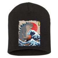 Persian Catzilla Funny Cat Ocean Waves Japanese Art Retro Short Acrylic Beanie