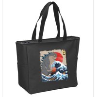 Persian Catzilla Funny Cat Ocean Waves Japanese Art Retro Zip Tote Bag