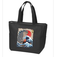 Persian Catzilla Funny Cat Ocean Waves Japanese Art Retro Zip Tote Bag