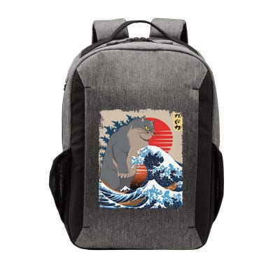 Persian Catzilla Funny Cat Ocean Waves Japanese Art Retro Vector Backpack