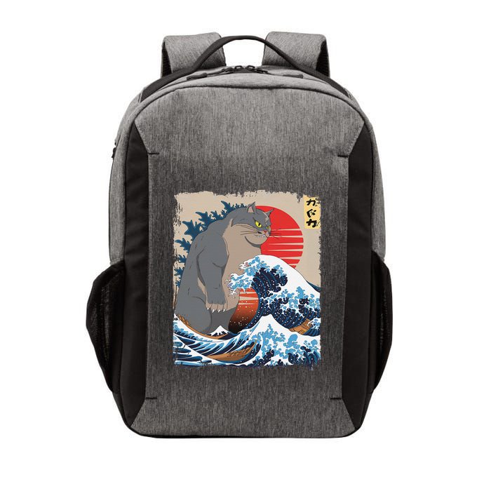 Persian Catzilla Funny Cat Ocean Waves Japanese Art Retro Vector Backpack
