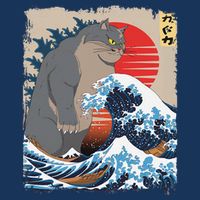 Persian Catzilla Funny Cat Ocean Waves Japanese Art Retro Infant Baby Jersey Bodysuit