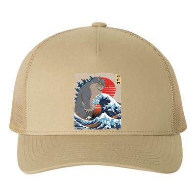 Persian Catzilla Funny Cat Ocean Waves Japanese Art Retro Yupoong Adult 5-Panel Trucker Hat