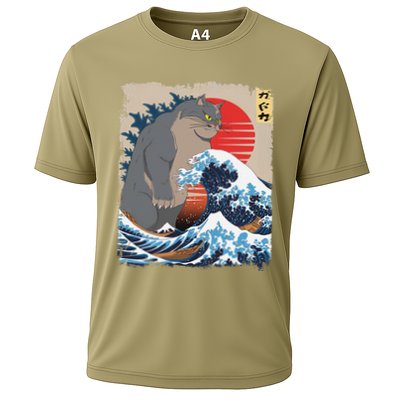Persian Catzilla Funny Cat Ocean Waves Japanese Art Retro Performance Shirt