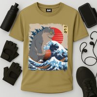 Persian Catzilla Funny Cat Ocean Waves Japanese Art Retro Performance Shirt