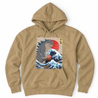 Persian Catzilla Funny Cat Ocean Waves Japanese Art Retro Hoodie