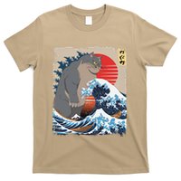 Persian Catzilla Funny Cat Ocean Waves Japanese Art Retro T-Shirt