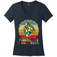 Puzzle Cube Funny One Solution Speed Cub Puzzle Speedcubing Women's V-Neck T-Shirt