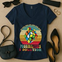Puzzle Cube Funny One Solution Speed Cub Puzzle Speedcubing Women's V-Neck T-Shirt