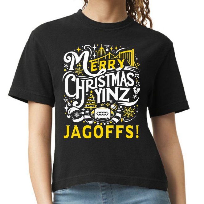 Pittsburgh Christmas Funny Yinz Jagoff Ugly Comfort Colors Boxy T-Shirt