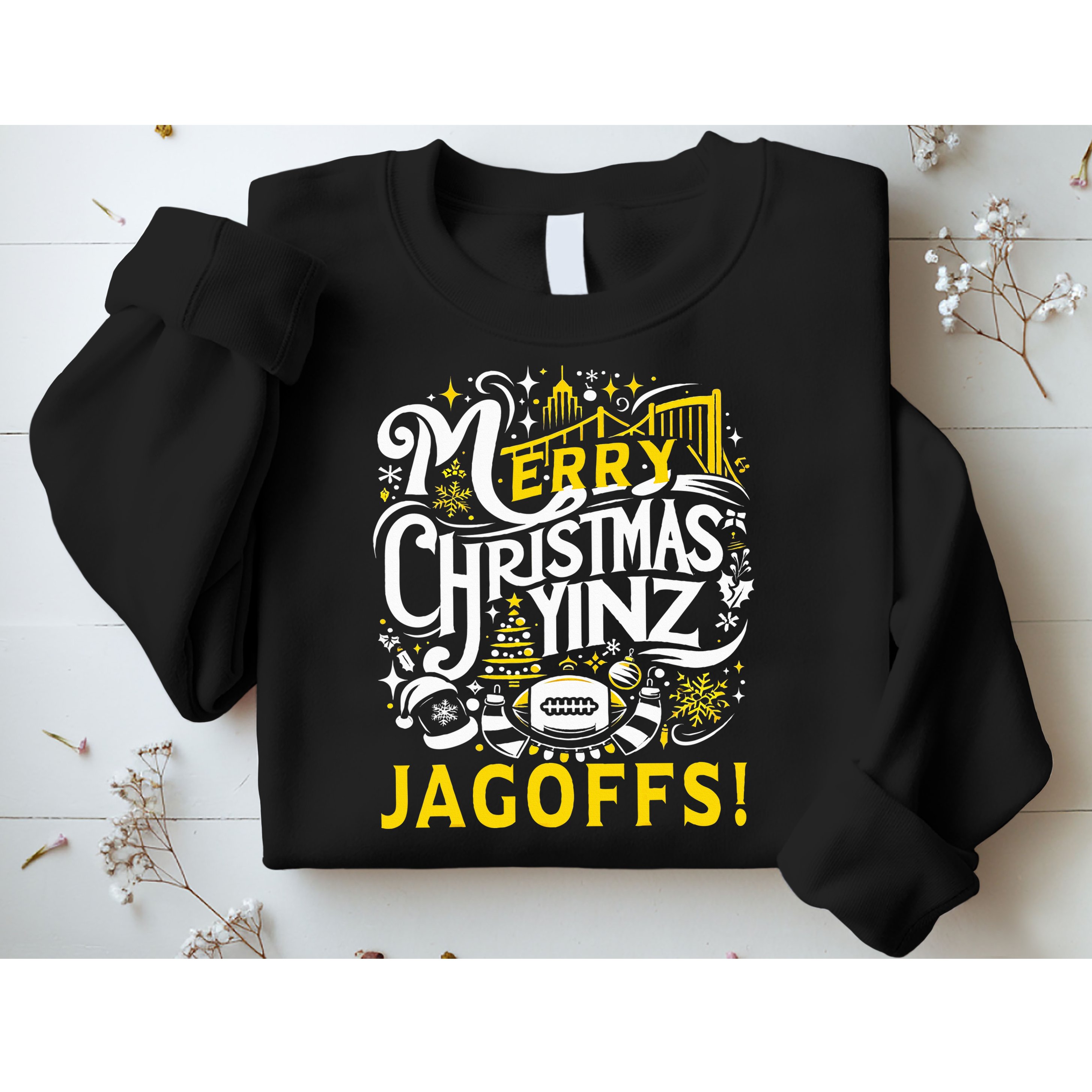 Pittsburgh Christmas Funny Yinz Jagoff Ugly Sweatshirt