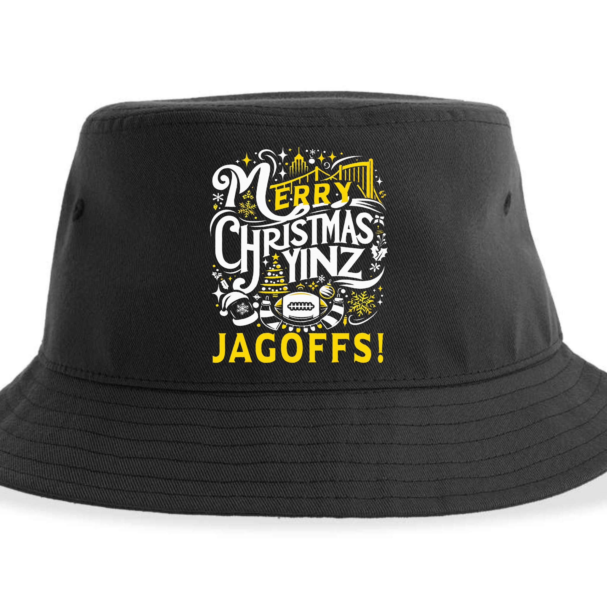 Pittsburgh Christmas Funny Yinz Jagoff Ugly Sustainable Bucket Hat