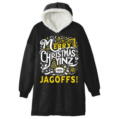 Pittsburgh Christmas Funny Yinz Jagoff Ugly Hooded Wearable Blanket