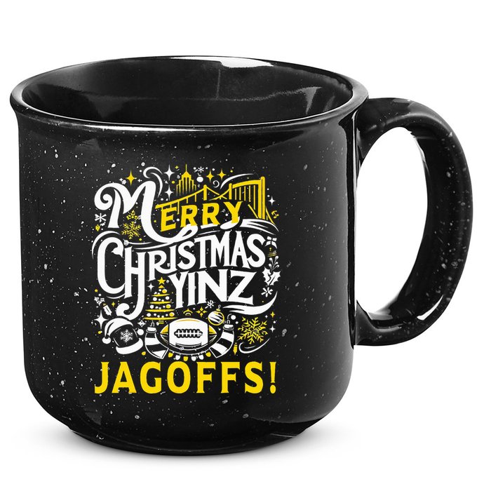 Pittsburgh Christmas Funny Yinz Jagoff Ugly 15oz Campfire Ceramic Mug