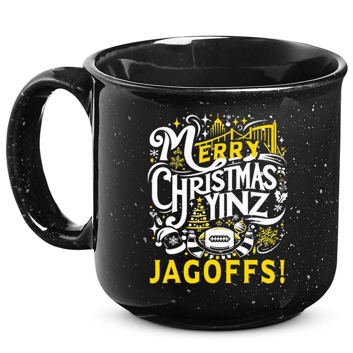 Pittsburgh Christmas Funny Yinz Jagoff Ugly 15oz Campfire Ceramic Mug