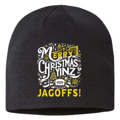 Pittsburgh Christmas Funny Yinz Jagoff Ugly Sustainable Beanie