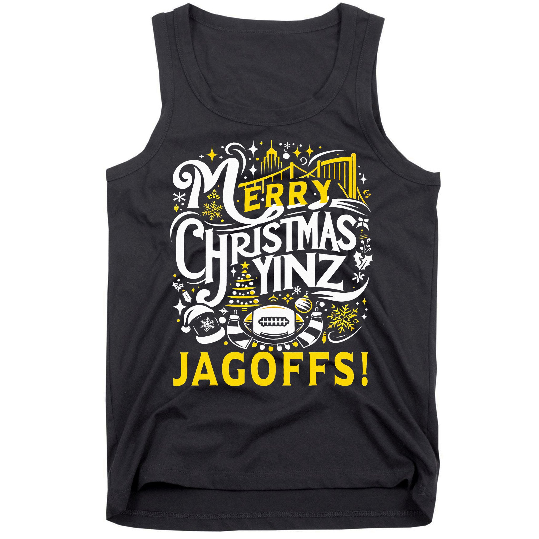 Pittsburgh Christmas Funny Yinz Jagoff Ugly Tank Top