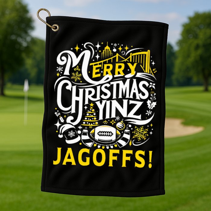 Pittsburgh Christmas Funny Yinz Jagoff Ugly Golf Towel