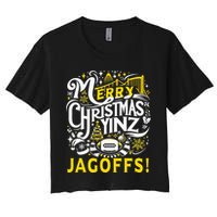 Pittsburgh Christmas Funny Yinz Jagoff Ugly Women's Crop Top Tee