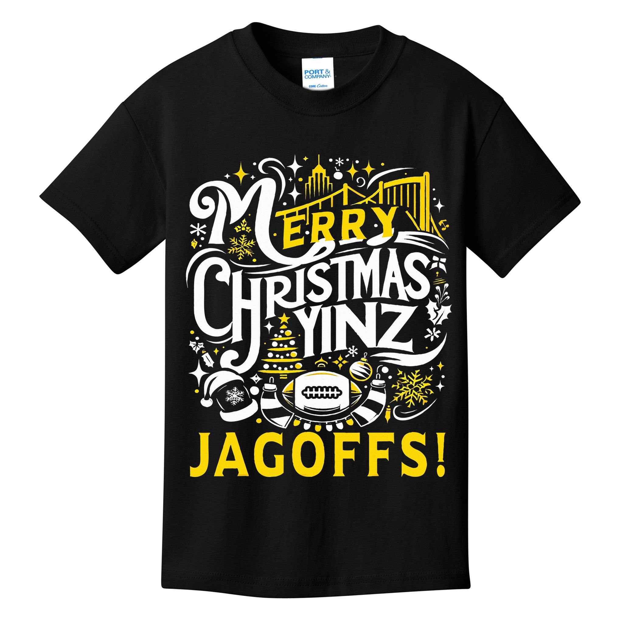 Pittsburgh Christmas Funny Yinz Jagoff Ugly Kids T-Shirt