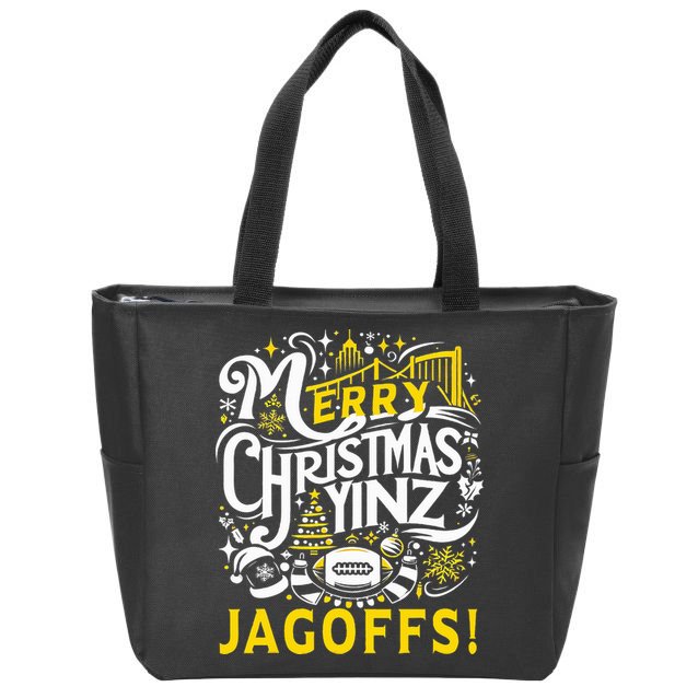 Pittsburgh Christmas Funny Yinz Jagoff Ugly Zip Tote Bag