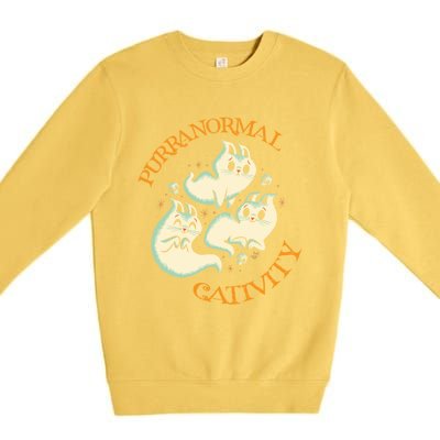 Purranormal Cativity Funny Halloween Costume Ghost Cats Gift Great Gift Premium Crewneck Sweatshirt