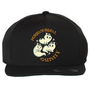 Purranormal Cativity Funny Halloween Costume Ghost Cats Gift Great Gift Wool Snapback Cap