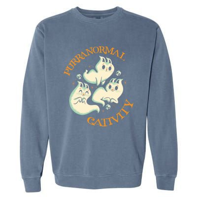 Purranormal Cativity Funny Halloween Costume Ghost Cats Gift Great Gift Garment-Dyed Sweatshirt