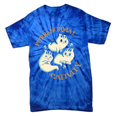 Purranormal Cativity Funny Halloween Costume Ghost Cats Gift Great Gift Tie-Dye T-Shirt