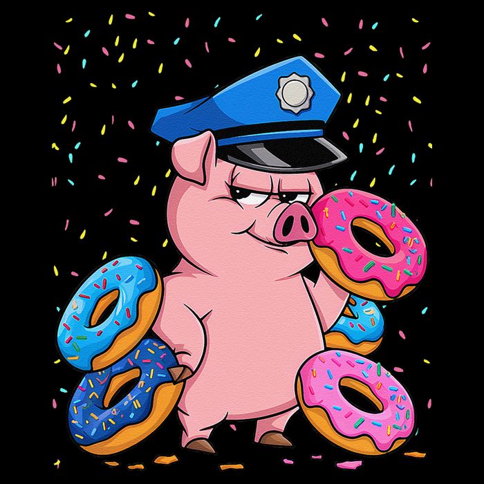 Pig Cop Funny Police Officer Doughnut Flexfit Unipanel Trucker Cap