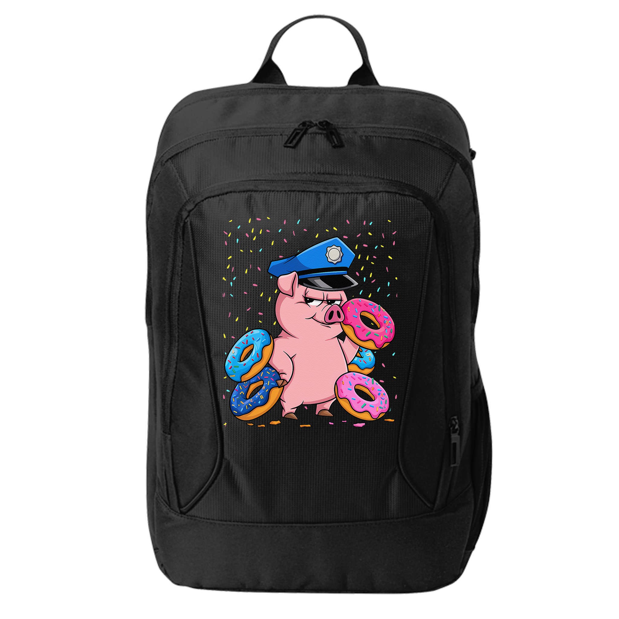 Pig Cop Funny Police Officer Doughnut City Backpack