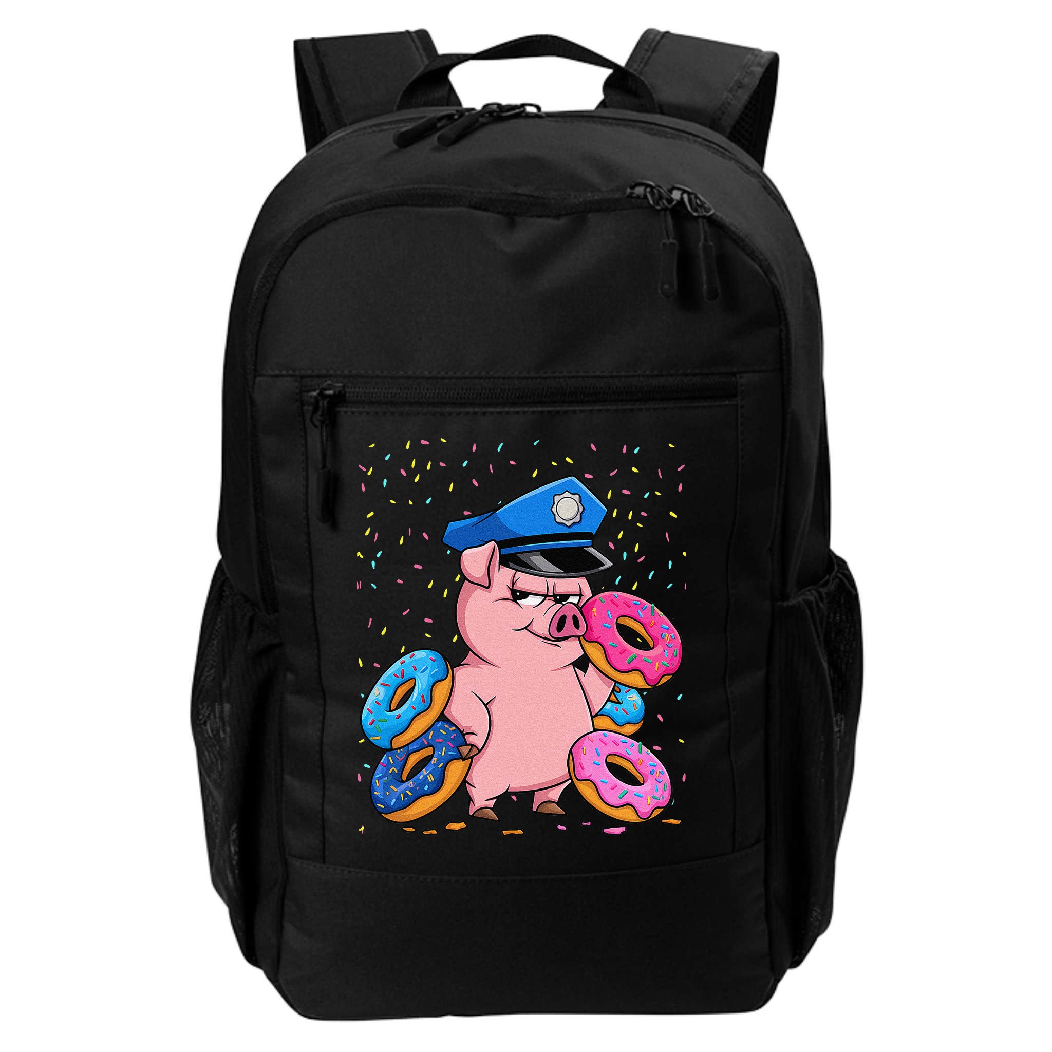 Pig Cop Funny Police Officer Doughnut Backpack