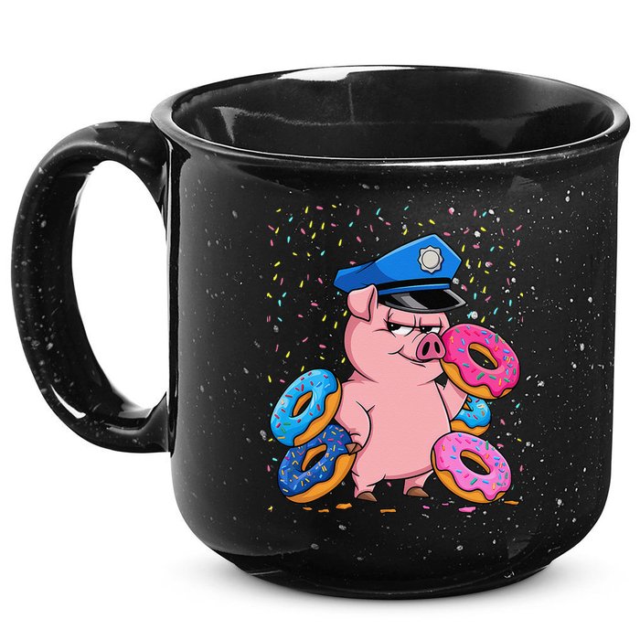 Pig Cop Funny Police Officer Doughnut 15oz Campfire Ceramic Mug