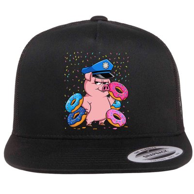 Pig Cop Funny Police Officer Doughnut Flatbill Hat